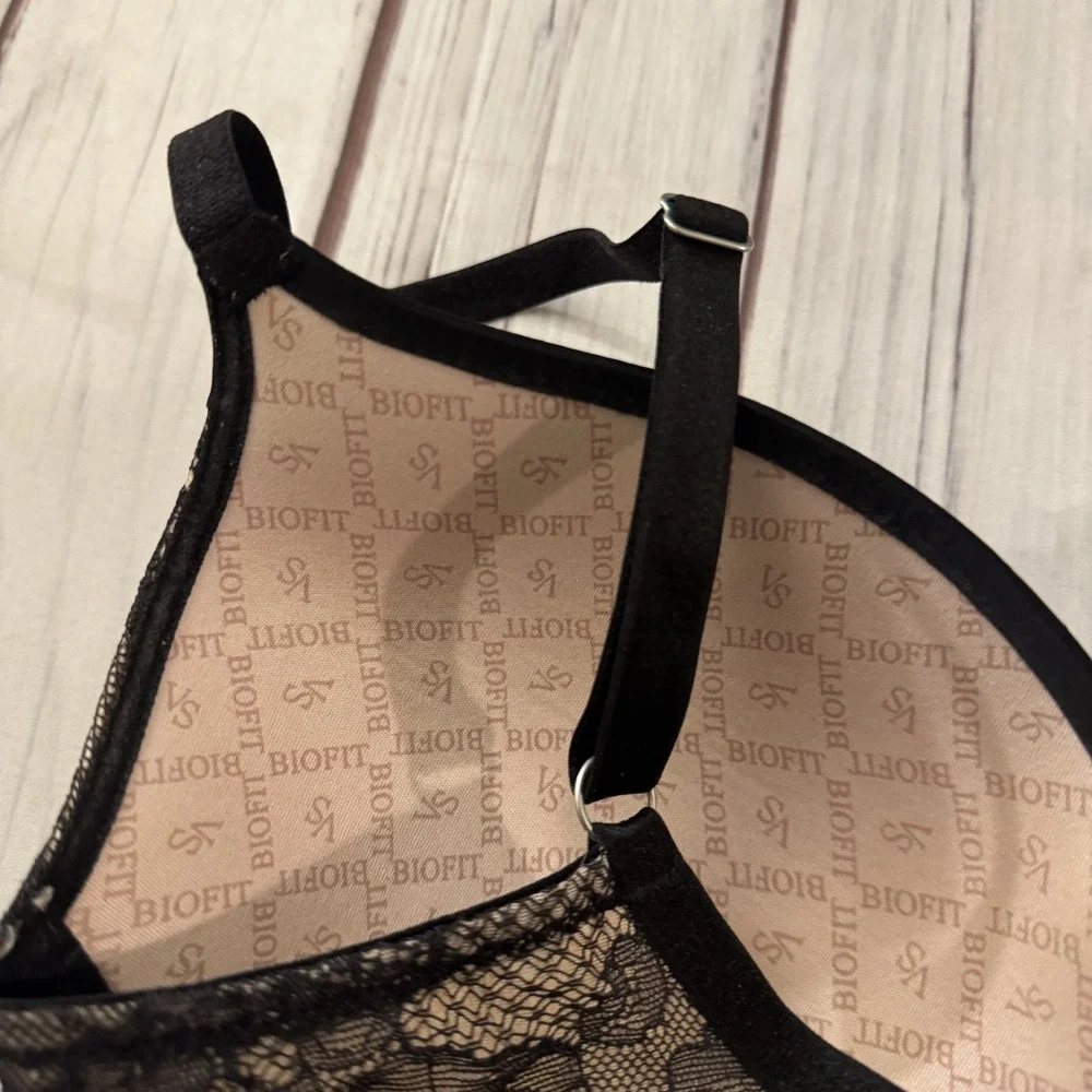 Victoria's Secret Biofit Demi Uplift‎ Bra 32DD Black Embellished Women's Sexy